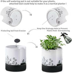 Nihow Self Watering Pots for Indoor Plants,8 Inch,White,Hand Painting - Image 4