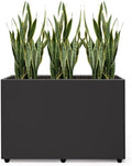 Planter Box Rectangular Block - 24×16×12IN Galvanized Steel Metal Long Box Planter Easy Installation Modern Outdoor Tall Planters All-Weather Use with Drainage Holes for Patio/Porch(Black) by Zezgeuro
