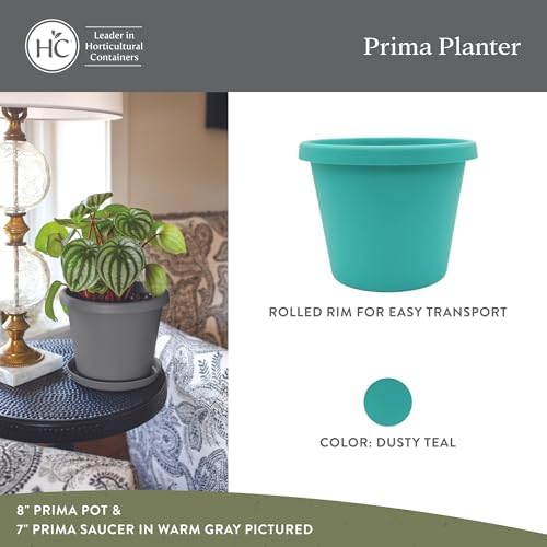 The HC Companies Prima Round Planter Pot, 16 Inch, Dusty Teal, 2-Pack - Image 2
