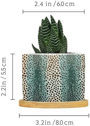 Chestnut Animal Planter Ceramic Animal Brown Dot Round Flower Pot with Drainage Holes and Bamboo Tray Pot for Succulents Cactus Garden Windowsill - Image 2
