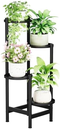 Metal Plant Stand for Indoor Outdoor,Corner Tall Plant Shelf for Multiple Plants,4 Tier Heavy Duty Flower Pot Holder,Display Rack for Patio Garden Balcony Living Room Bedroom by Furshus