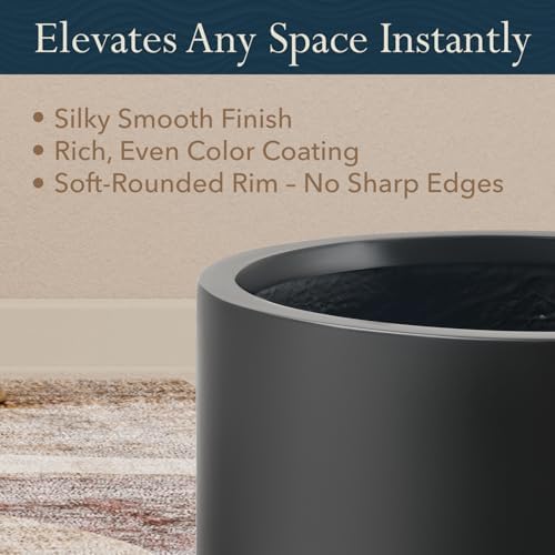 KUTE NEST 16" Premium Arco Fiberstone Outdoor Planter - Black - Image 4