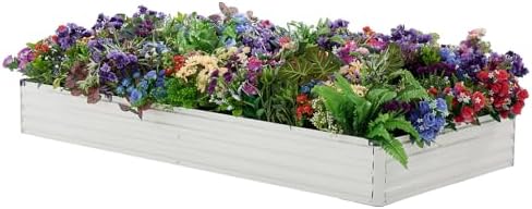 zizin Large Raised Garden Bed Kit 12x2x1.5FT Outdoor Rustproof Bottomless Metal Planter Box for Vegetables Flower Herb, Beige - Image 6
