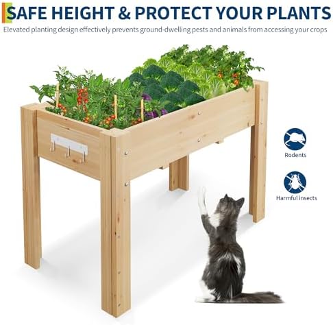 Wood Elevated Planter Box with Legs for Outdoor Vegetable and Herb Planting - Image 4