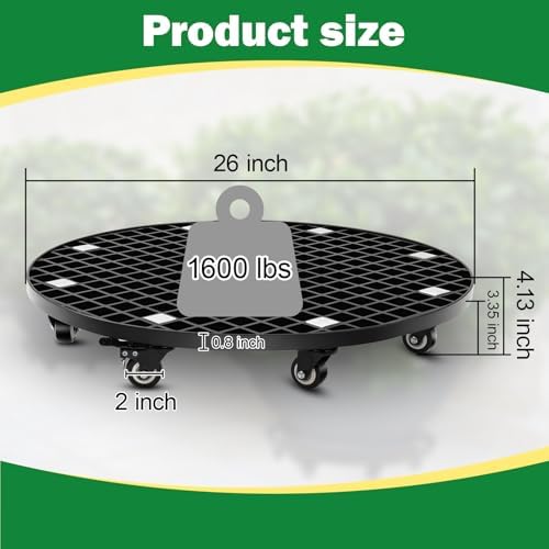 Colingmill Plant Stand Garden Carrier Heavy Duty with Locking Wheels 26 Inch Plant Saucer Roller Dolly Base for Large Potted Fish Tank Trees up to 1600lbs PU Wheels with Brakes Mover Indoor Outdoor - Image 2