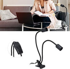 Clip Desk Lamp Socket, E26/E27 Reading Light Stand Clamp Lamp Fixture, 360 Degrees Two Clip on Light Bulb Holder with On/Off Switch and Clamp for Headboard Video Study Work, - Image 4