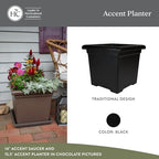 The HC Companies Accent Square Plant Pot, 12.5 Inch, Black, 2-Pack - Image 2