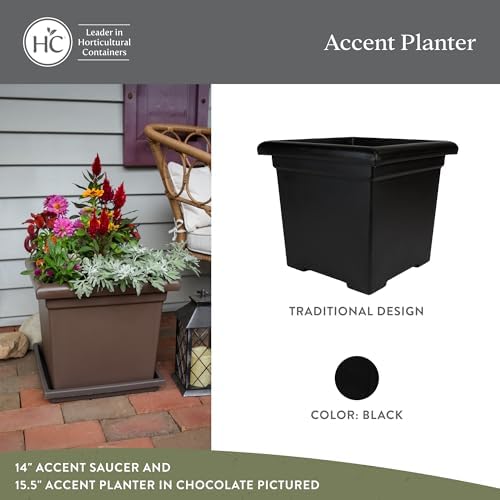 The HC Companies Accent Square Plant Pot, 12.5 Inch, Black, 2-Pack - Image 2