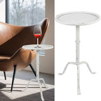 RattanView 1 Pcs Metal Martini Table White Small Side Round Drink Table by RattanView
