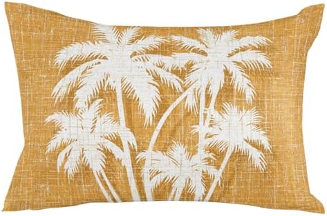 Throw Pillow 12x20 Inch, Tropical Palm Tree Waterproof Outdoor Pillow Covers for Patio with Insert, Vintage Orange Exotic Botanical Plants Decorative Pillowcase Cushion for Couch, Sofa, Bed, Garden by Unknown