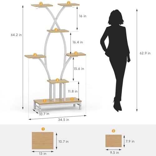 Plant Stand Indoor with Grow Lights - 7 Tiered Metal Corner Shelf for Multiple Plants, 64.2" Corner Plant Stand for Indoor Plants, X-Shaped Plant Rack for Home, Living Room, Office & Patio Decor - Image 6
