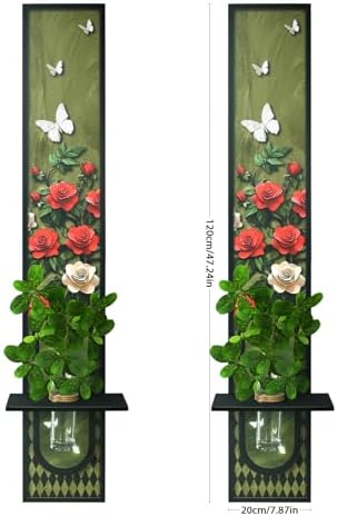 3D Sandstone Wall Art 47"x8" with Vase and Shelf, Rose Print - Image 2
