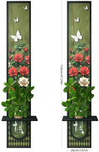 3D Sandstone Wall Art 47"x8" with Vase and Shelf, Rose Print - Image 2