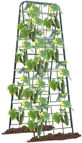 Heavy Duty 50"x17" Adjustable A-Frame Trellis for Climbing Plants – Rust-Proof Metal Garden Trellis with Dense Grid Design, Perfect for Raised Beds, Tomatoes, Cucumbers & Outdoor Vines (Green, 1 Pcs) by Unknown