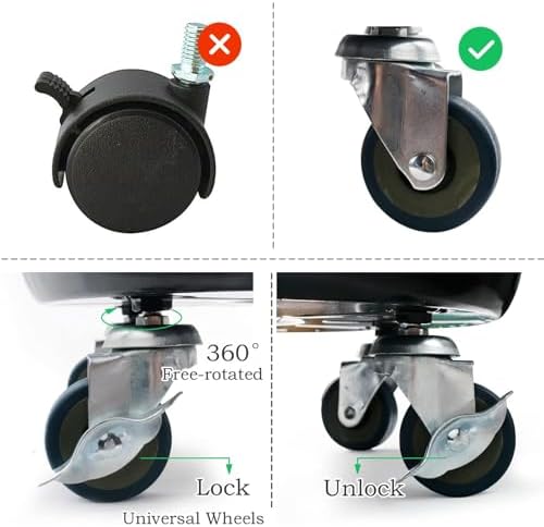 Plant Caddy with Wheels 12 Inch 2 Pack, Heavy Duty Metal Plant Stand & Dolly with Lockable Casters, Holds 160 lbs for Indoor Outdoor Large Flower Pots, Black - Image 3