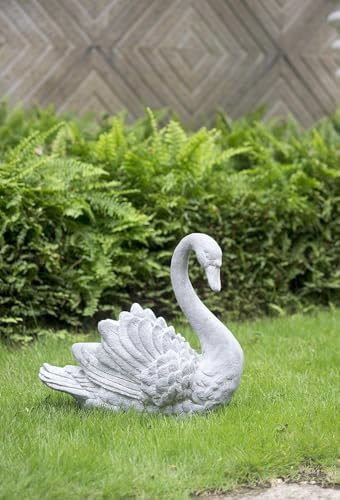 16.5x9x15.5" Transitional Lightweight Elegant Gray Swan Flower Planter with Wings, Bird Figurine Planter for Flowers, Succulent, Accent Display - Hand-Finished Faux Stone Decor by ORYNTIDE