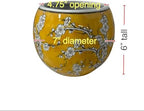 Ceramic Planter Pot with Watercolor Cherry Blossom Design, 7 Inch Diameter, Potbelly Shape, No Drain Hole, 3lbs (Golden Yellow) - Image 3