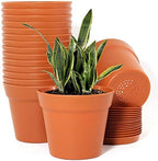 WOUSIWER 16 Pack 6 inch Plastic Planters, Plastic Indoor Planter Flower Pots, Heavy Duty and Stylish 6 Inch Plant Pots for Indoor Plants with Drainage Holes and Tray for Plants, Flowers, Terracotta - Image 2