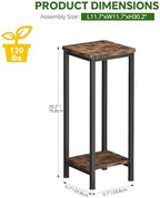 Homeiju 2-Pack Plant Stand Indoor, 2 Tier Wood Corner Plant Stand, Modern Square Plant Shelf Flower Stand for Living Room Patio Balcony Garden, Rustic Brown - Image 2