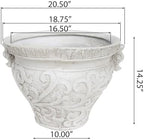 Christopher Knight Home Armis Round Concrete Planter, Indoor Outdoor Garden Plant Pot with Drainage Hole, Floral Relif Patio Urn Planter for Front Porch/Backyard, Outdoor Planter Box, Antique White - Image 5