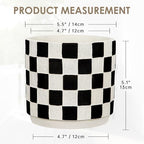 5.5 inch Ceramic Plant Pots with Drainage Hole Silicone Plug, Checker Ceramic Planters Round Flower Pot for Indoor Outdoor Plants Home Gardening Desktop Windowsill, Black - Image 3