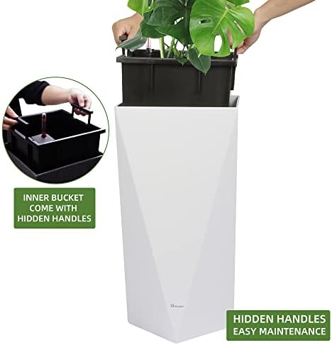 Dexceder 24 Inches Self Watering Tall Planter (White) - Image 4