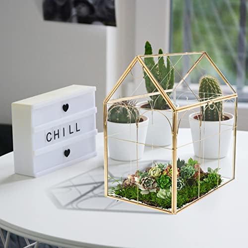 Geometric Plant Terrarium with Lid, House Succulent Terrarium Kit - Image 4