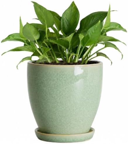 Ceraimc Planters Indoor, 6 Inch Ceraimc Flower Pots, Retro Green by EPFamily
