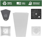 Bloem Tall Finley Tapered Square Planter: 20" - Casper White - Matte Textured Finish, 100% Recycled Plastic Pot, for Indoor and Outdoor Use, Gardening, 5 Gallon Capacity - Image 5