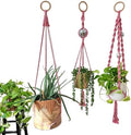Set of 3 Macrame Plant Hanger | Disco ball decor Hanging planters for indoor plants Cool gifts for plant lovers Boho plant pots plant stand indoor Hanging planters for outdoor plants (Champagne Pink) by HandmadeByUruba