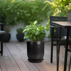 Ceramic Planter 10 Inch - Ceramic Pot for Indoor Plants Outdoor Plant Pot with Drainage Hole and Saucer Cylinder Flower Pot Black - Image 4