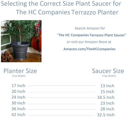 The HC Companies 30 Inch Terrazzo Large Round Planter - Rolled Rim Weather Resistant Decorative Plastic Plant Pot with Drainage for Indoor Outdoor Use, Chocolate - Image 6