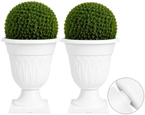 Large White Flower Pot Urn Planter, Outdoor Planters Garden Porch Decor - Image 3