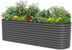 32" Extra Tall Raised Garden Bed Kits, 4 x 8 x 2.7ft Raised Planter Box Outdoor, 2.5 x 9.5 x 2.7ft Deep Root 10 in 1 Modular Metal Raised Beds for Gardening Vegetables Flowers Fruits - Modern Gray by Unknown