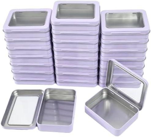 24 Pack Metal Storage Organizer Tins, Purple, 4.5 x 3.3 x 0.87 inches by Thintinick