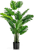 HAPPYGRILL Artificial Monstera Deliciosa Plant, 5FT Faux Plant with Cement Pot, 15 Large Leaves, Decorative Fake Greenery Plants, Indoor & Outdoor Decor for Home Office (1) by HAPPYGRILL