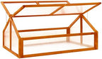 Firwood Garden Portable Greenhouse, Wooden Greenhouse Raised Flower Planter with 2 Roofs, Garden Portable Mini Greenhouse Cabinet for Outdoor Indoor Use 44.8" x 31.4" x 19.6"/Brown - Image 2