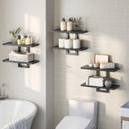 HOOBRO Floating Shelves, 15 Inch Wall Shelf Set of 3, Wall Mounted Storage Shelves 2-Tier, Hanging Bathroom Shelves, for Living Room, Bedroom, Bathroom, Kitchen, Black BK32BJP301 - Image 5