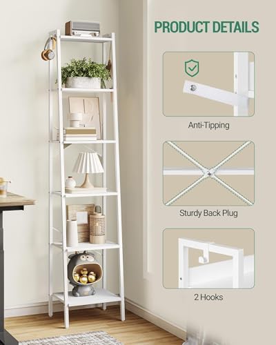 Hzuaneri Ladder Shelf, Bookshelf, Freestanding Corner Storage Shelf - Image 3