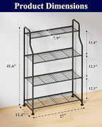 Kitsure Metal Plant Stand Indoor & Outdoor, 27" Wide - 4 Tier, Black - Image 2