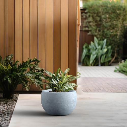 Kante Blue Gray Concrete Planter 15.7" Dia All-Weather Round Accent Pot - Image 5
