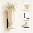 Modern Floating Wall Vase - Matte White Ceramic Flower Vase with L-Shaped Metal Bracket - Minimalist Wall Mounted Planter for Fresh or Dried Flowers, Home Decor for Living Room, Bedroom, Entryway - Image 6