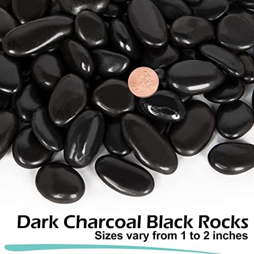 GASPRO 30 Pound River Rocks, Decorative Stones for Walkways, Outdoor Landscaping, Garden, Yard, 1 to 2 Inch, Black Polished Pebbles for Planters, Flower Beds, Vase - Image 2