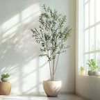 Erimda 8FT Artificial Olive Tree Tall Faux Silk Plant Tall Faux Olive Tree with Natural Wood Trunk & Lifelike Fruits Fake Potted Tree or Home Office Decor - Image 6
