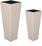 Christopher Knight Home Jorine Patio Wicker Planters Set of 2, Rattan Garden Urn, Iron Frame Flower Pots, Woven Wicker Garden Pot, 2 Plant Urns with Drainage Hole for Backyard Hall Balcony, Beige - Image 6