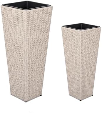 Christopher Knight Home Jorine Patio Wicker Planters Set of 2, Rattan Garden Urn, Iron Frame Flower Pots, Woven Wicker Garden Pot, 2 Plant Urns with Drainage Hole for Backyard Hall Balcony, Beige - Image 6