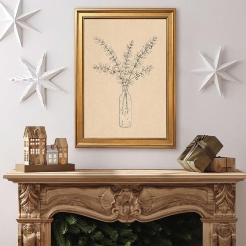 Gold Vintage Framed Botanical Eucalyptus Wall Art Print - Image 4
