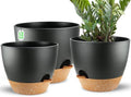 Large Self Watering Planters Plant Pots Outdoor 9/10/12 Inch for All House Plants Black Plastic Flower Pots with Drainage Hole Flower Pots for Indoor Plants Gift Idea for Home Decor by SESUN-E