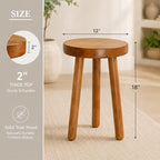 Teak Wood Plant Stand, 18" Round Side Table, Wood Accent Table - Image 2