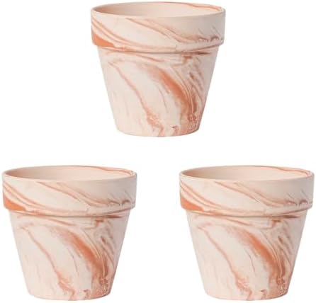 Random Mood Macchiato Terracotta Plant Pots – Handmade 6-Inch Clay Ceramic Flower Pots with Drainage Holes, Set of 3 – Ideal for Indoor & Outdoor Orchids by Random+Mood